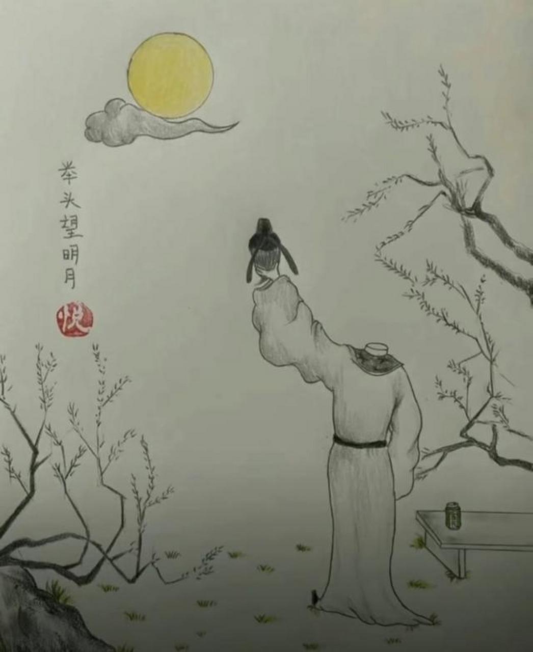 思乡简笔画图片图片