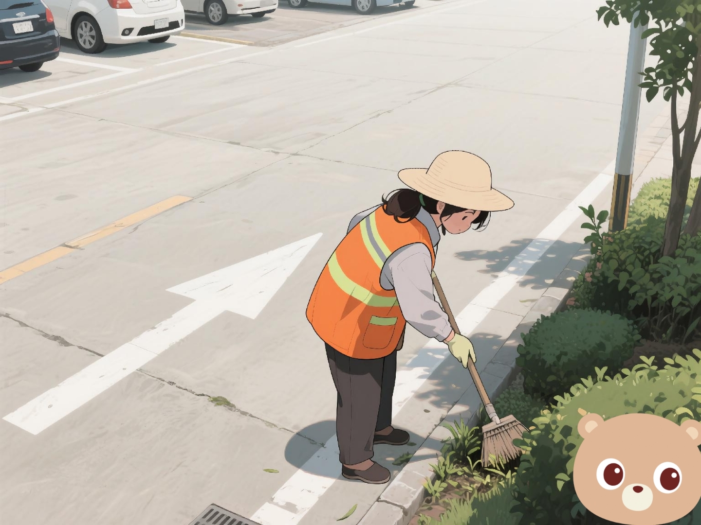 街道上环卫工人打扫卫生,弄的垃圾到处扫,以前是扫我门口的下水道口