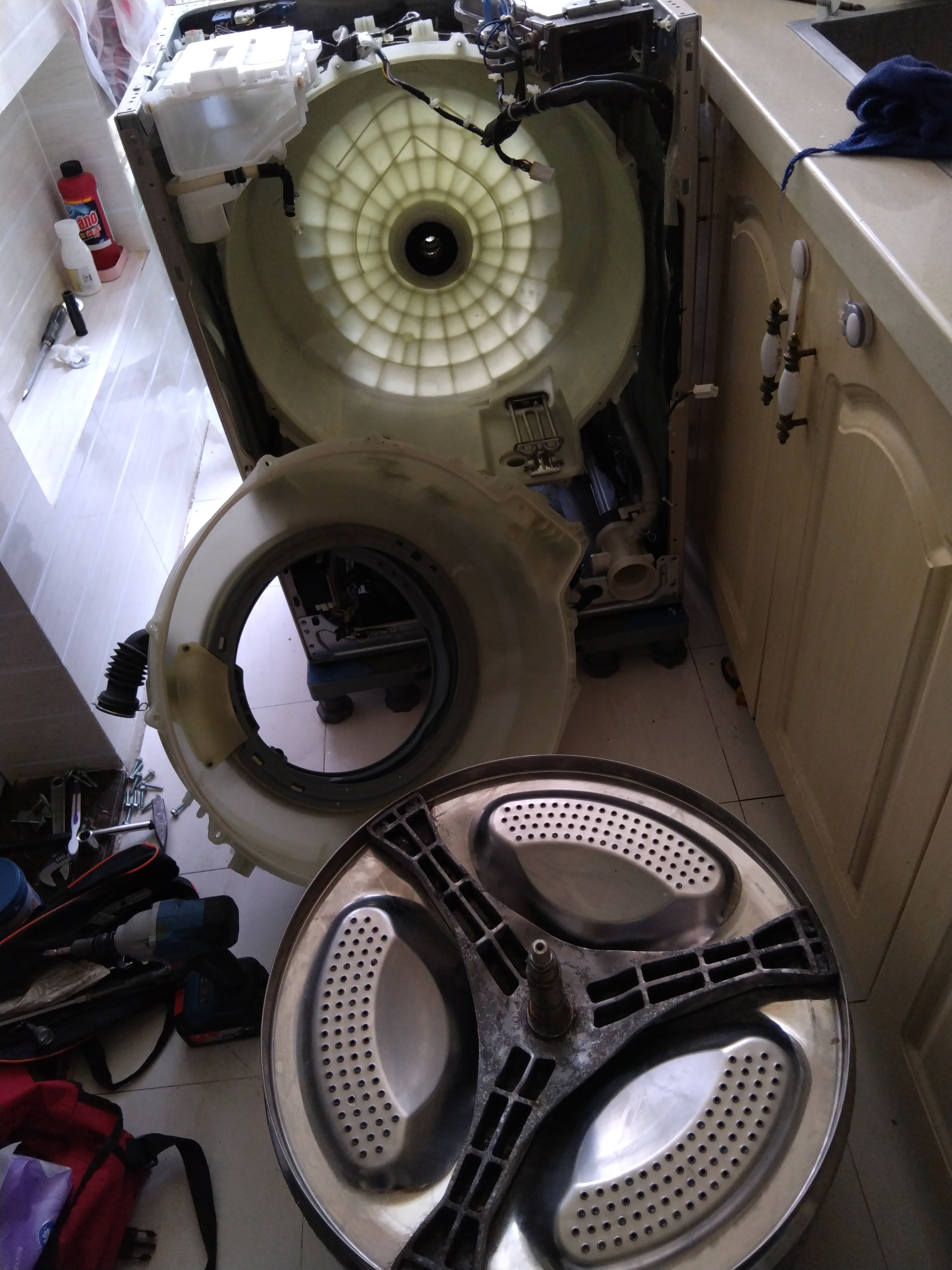 松下滚筒洗衣机全拆清洗