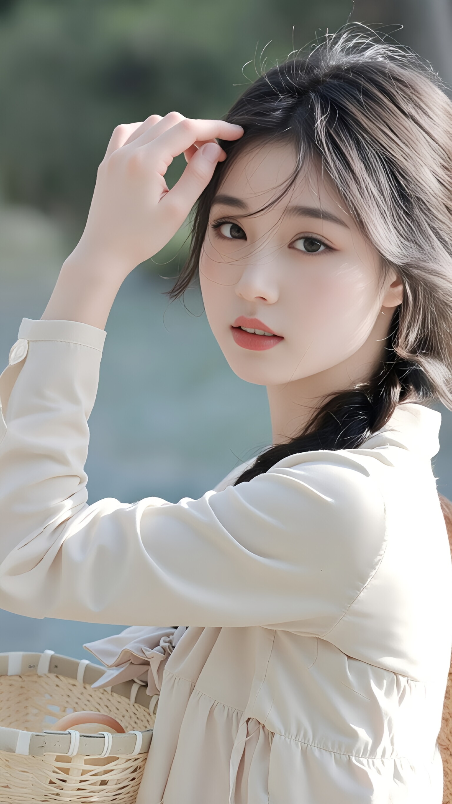 粉衫裹着朝气,手握清饮,笑靥绽于软垫