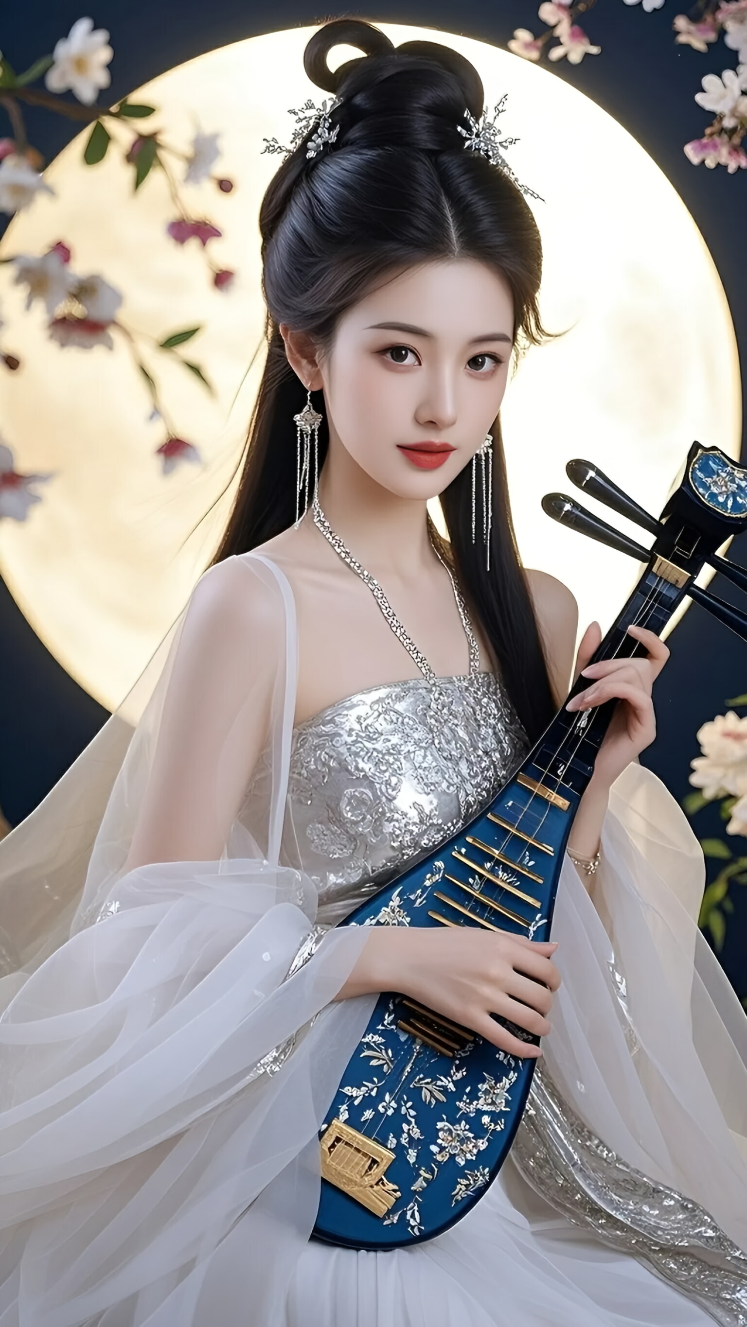 头饰古典古装迷人发光衣服古装美女照片琵琶精美女壁纸古风头饰图片