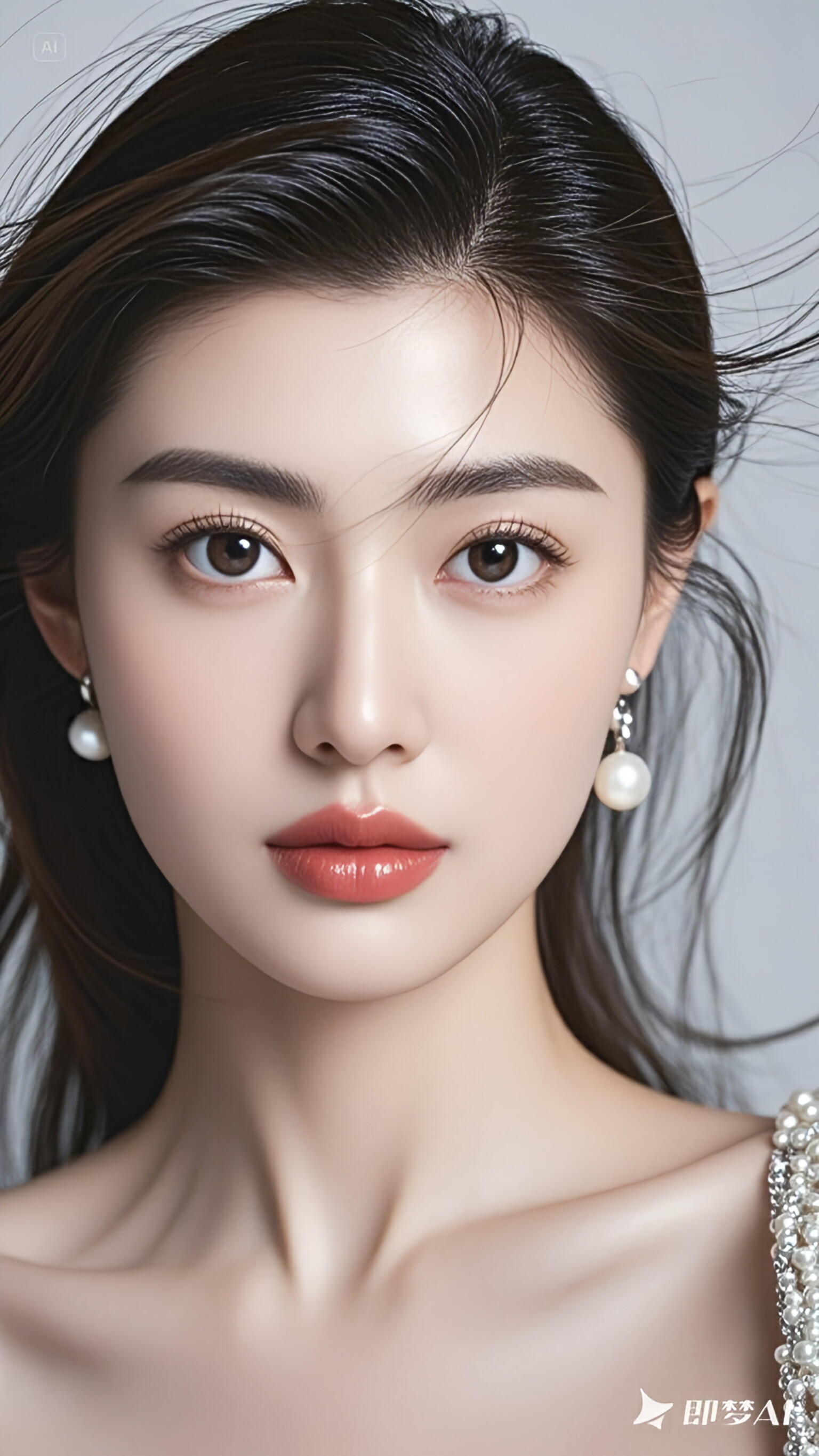 眉如新月细,目若星辰丽. 浅笑动人心,恍然春满襟