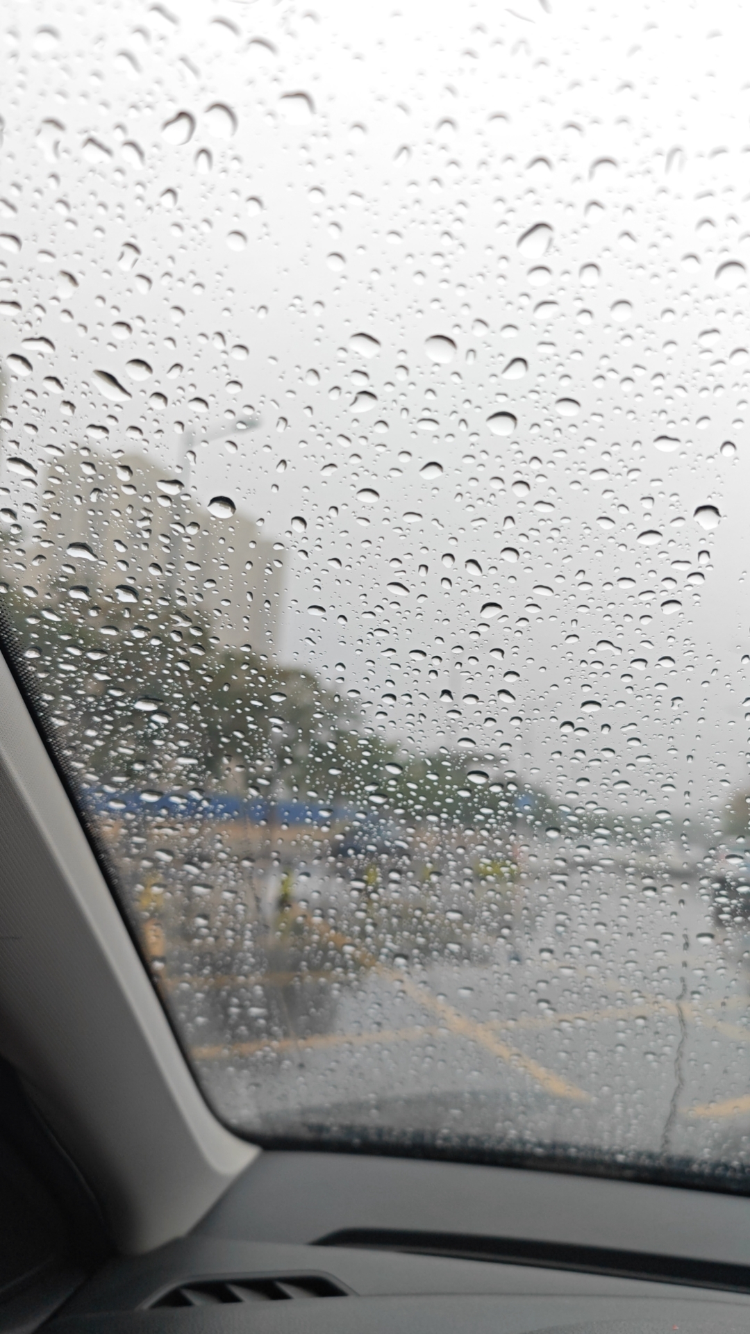 雨滴落在车窗上,模糊了城市的秋景.#最美秋日