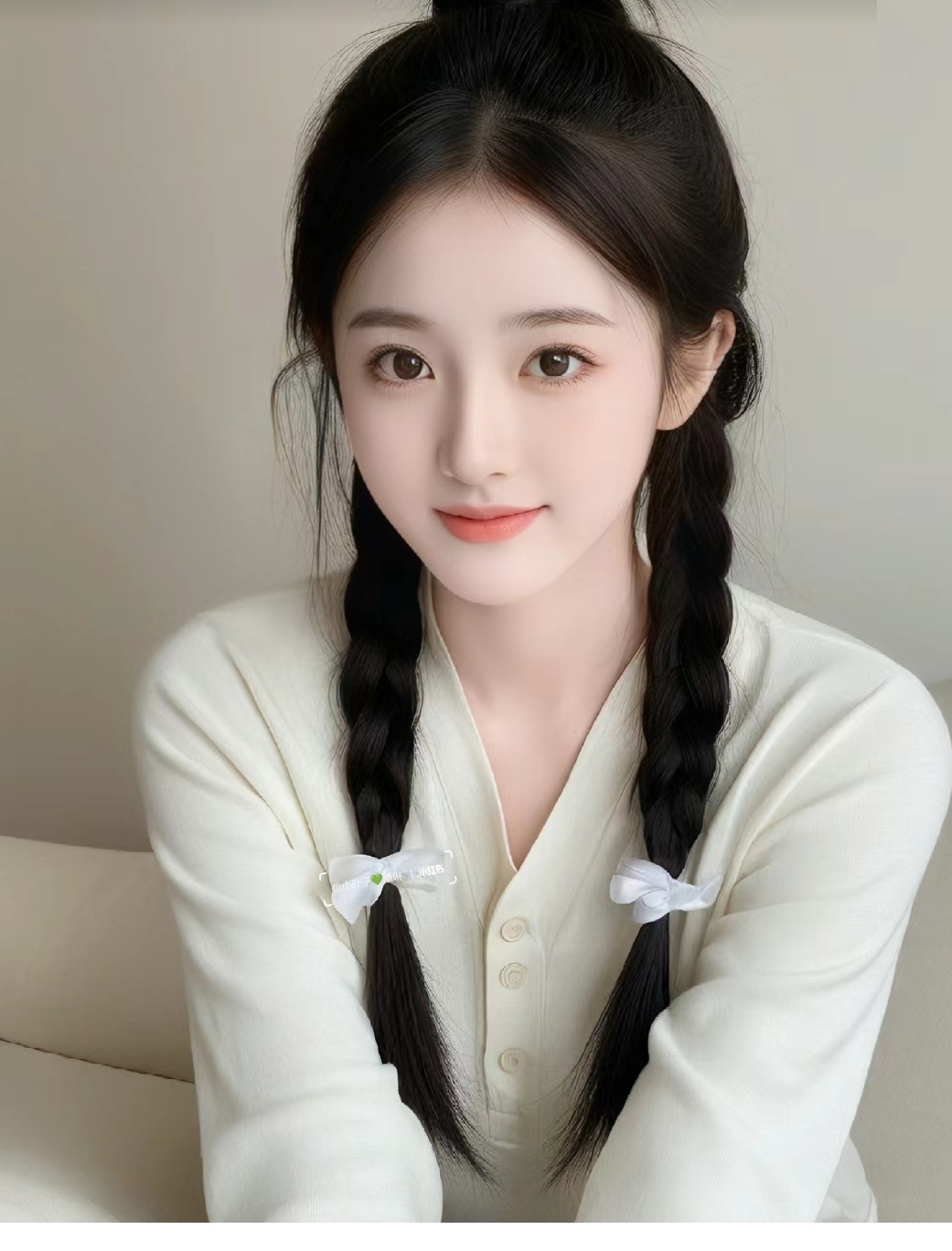热点引擎计划# 长发飘飘,两侧俏皮小辫,缀以洁白蝴蝶结,宛如童话中的