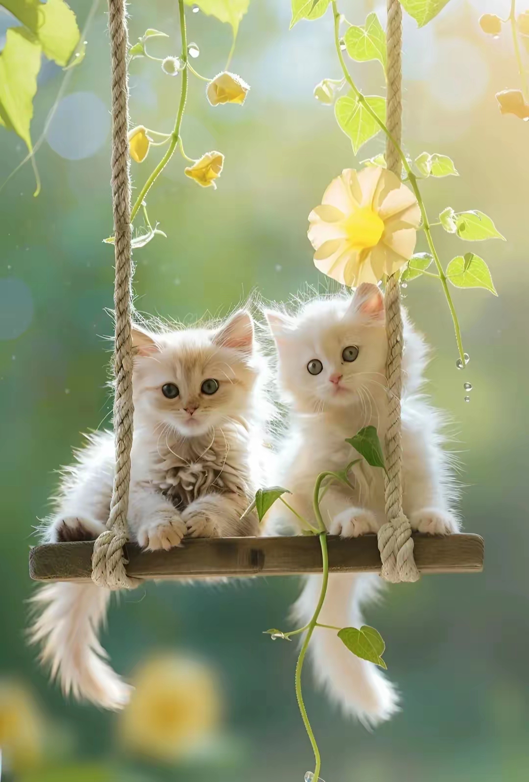 两只小猫咪荡秋千#风景# #动态连更挑战