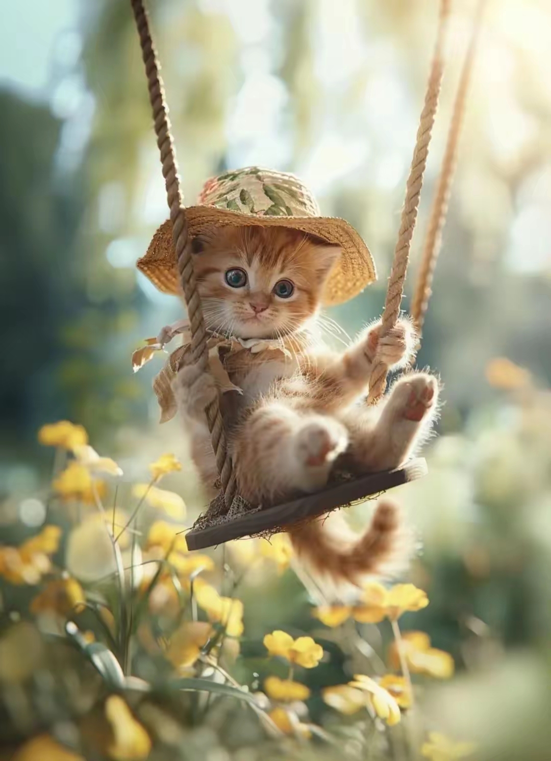 小猫咪荡秋千,超级可爱#风景# #动态连更挑战