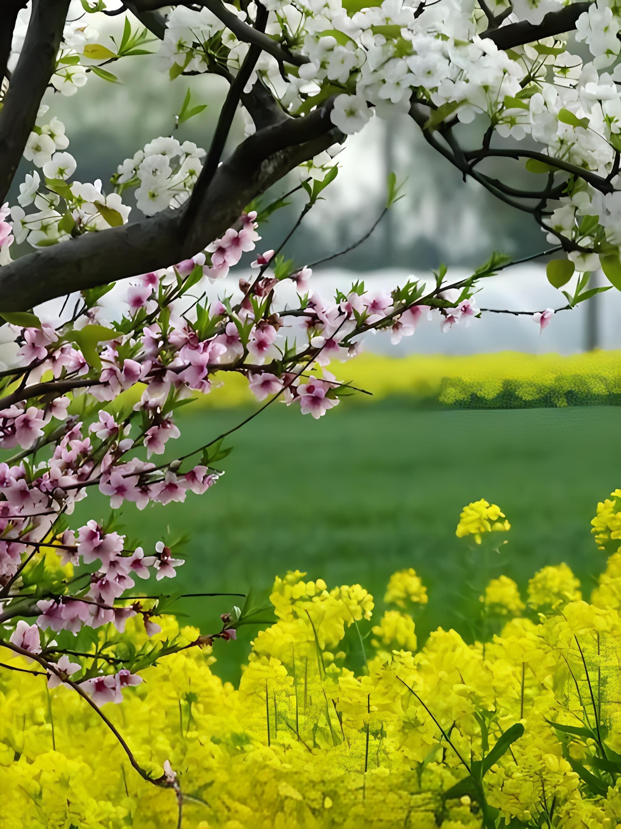 七律·《春景》 春风拂柳舞丝绦 花艳枝头燕语娇