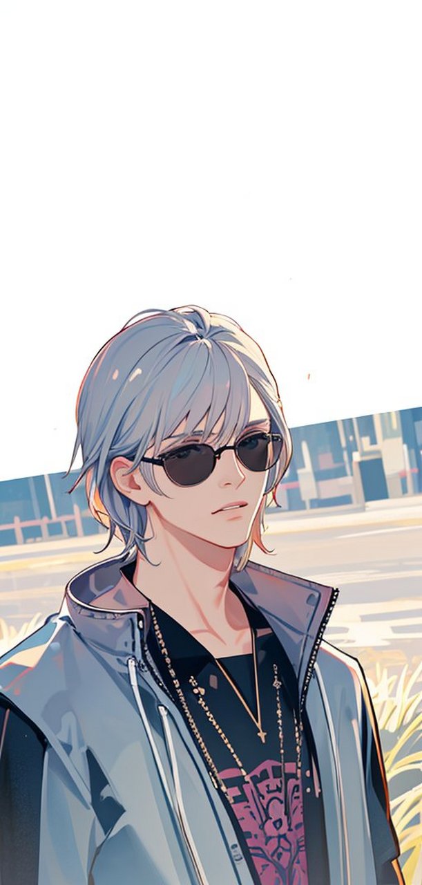 变身动漫角色# 在浅蓝色的背景下,一个戴眼镜的动漫男生跃然纸上.