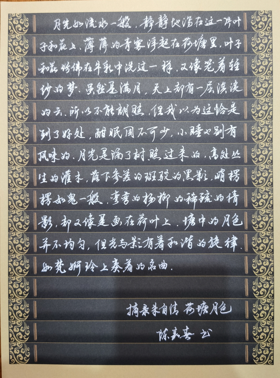 硬笔书法……摘录朱自清《荷塘月色》.