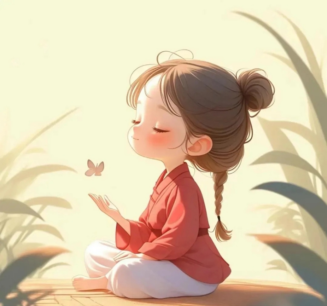 这些佛系的头像好可爱啊!小女孩在说:"不气不气,和气生财!