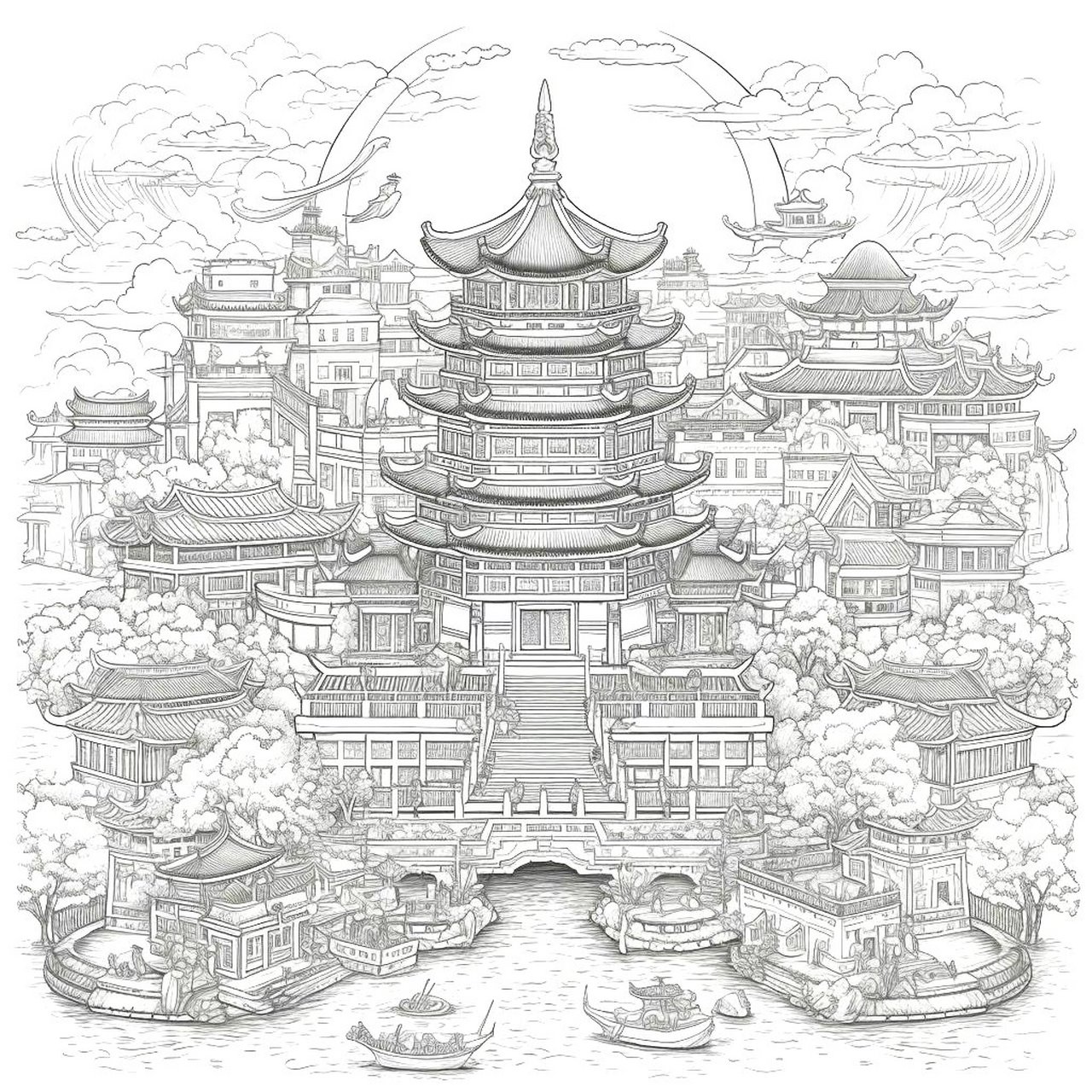 中国传统建筑欣赏,好复杂哦,光是看画就很复杂了,建成实物更是复杂了