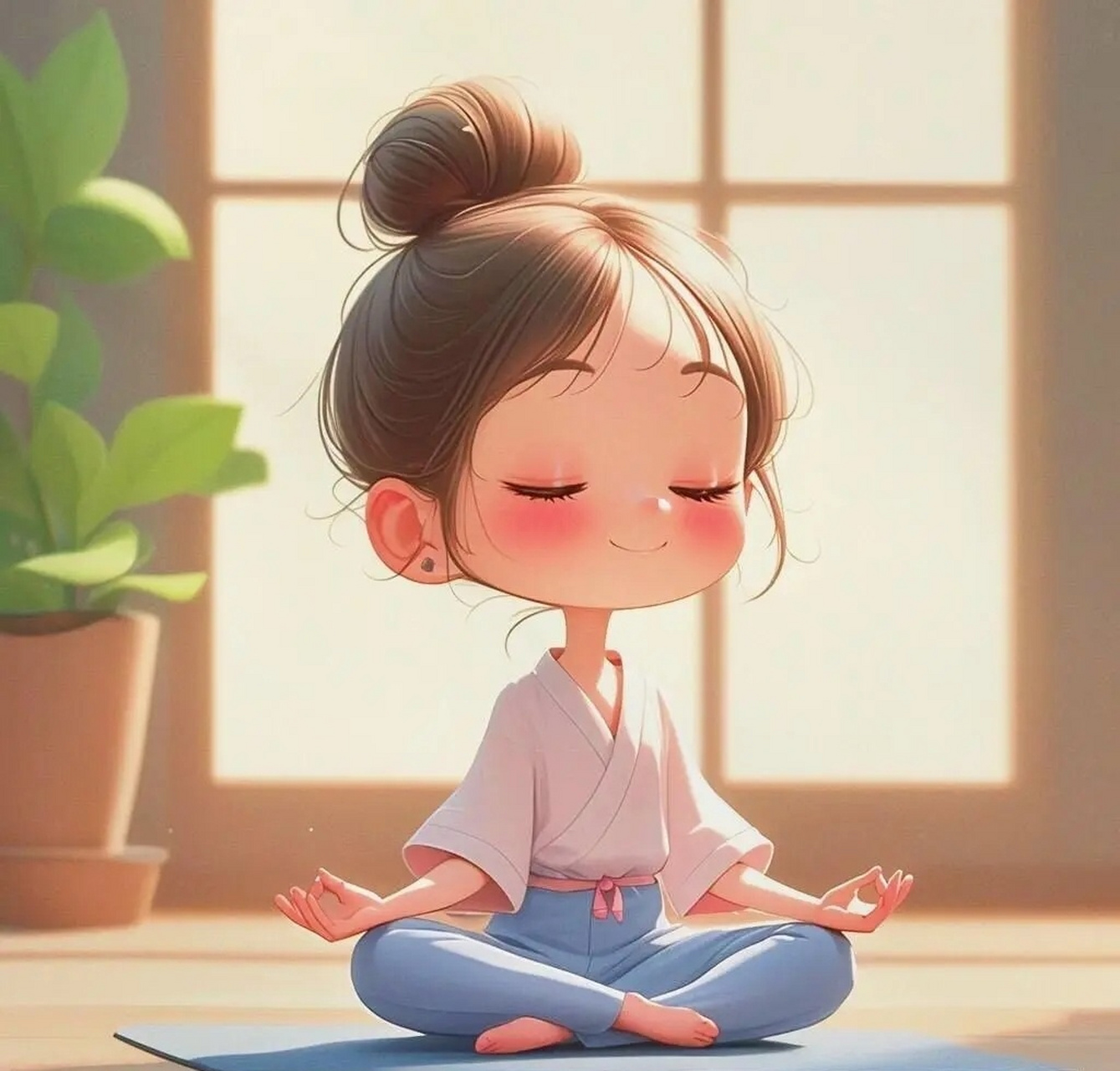 这些佛系的头像好可爱啊!小女孩在说:"不气不气,和气生财!