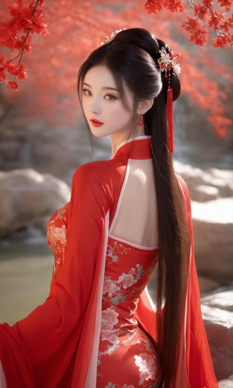 古风中国红汉服美女