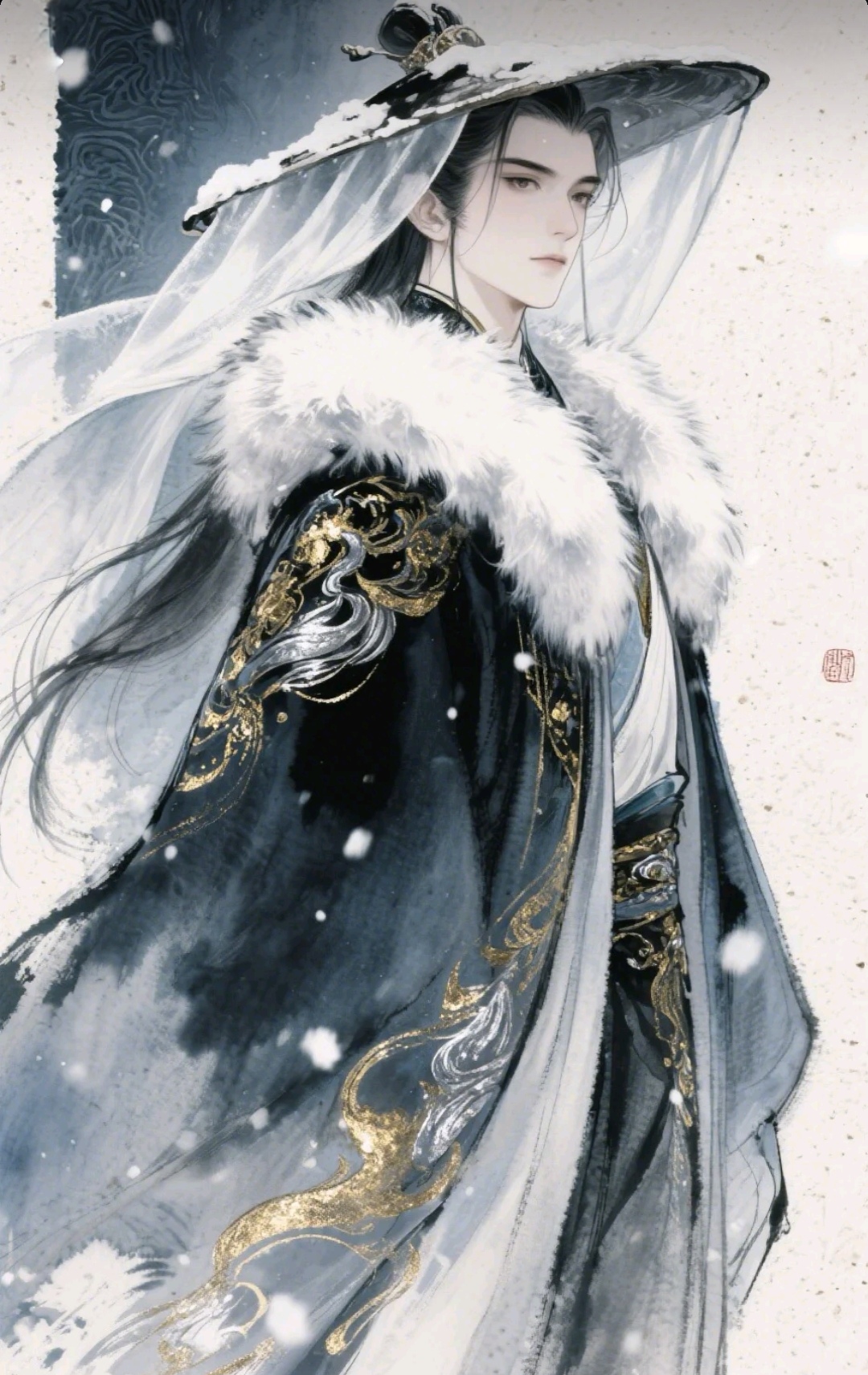 雪中漫步,古风雅韵,一袭白衣如谪仙临尘.#优质头像每日推荐