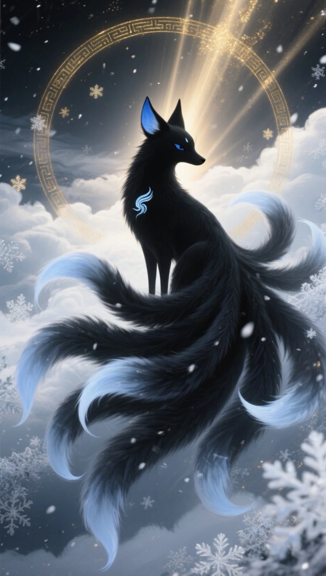 冬日雪景中,我遇见了那抹神秘的黑影,它有着九条尾