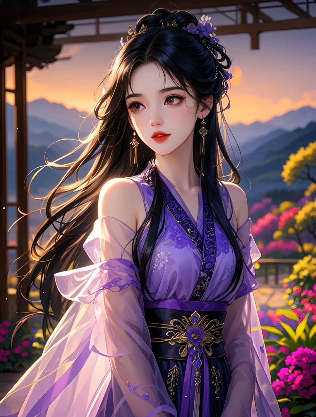 哇,这紫衣小姐姐好美,仿佛从古风画中走出来的呢!