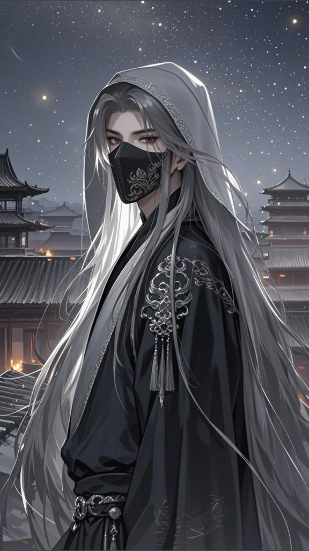 夜幕下的神秘旅者,独自行走在古城的青石板上,每一