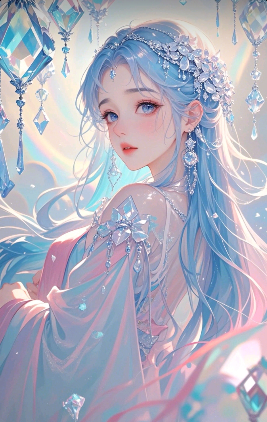 哇,这仙女的蓝色长发和梦幻服饰,美得让人窒息,好像从童话里走出来的