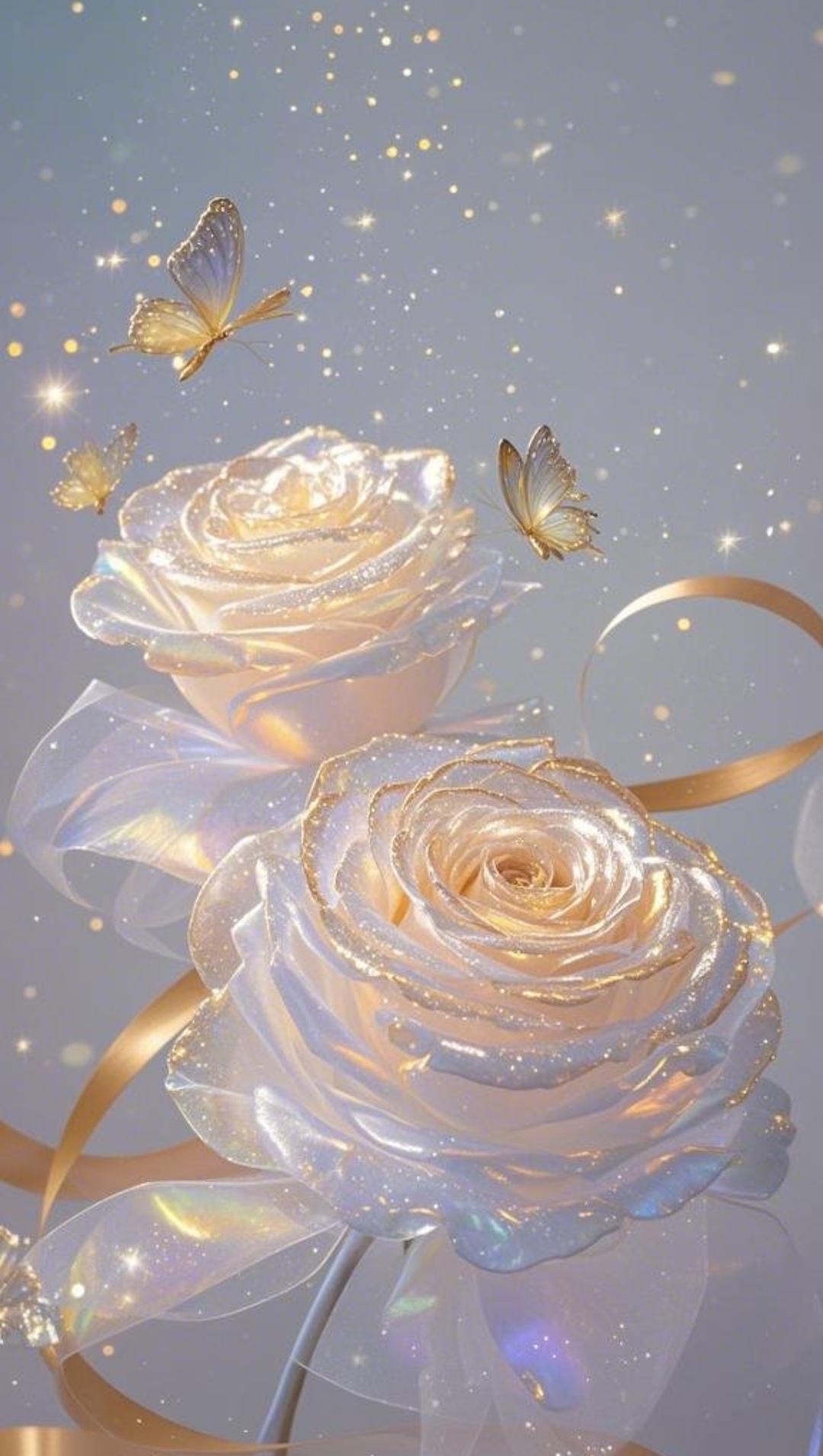 哇,这朵闪耀的玫瑰和翩翩起舞的蝴蝶,美得让人屏息,仿佛置身梦幻仙境