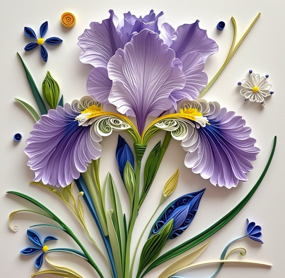 衍纸艺术,立体图案,鸢尾花#优质头像每日推荐