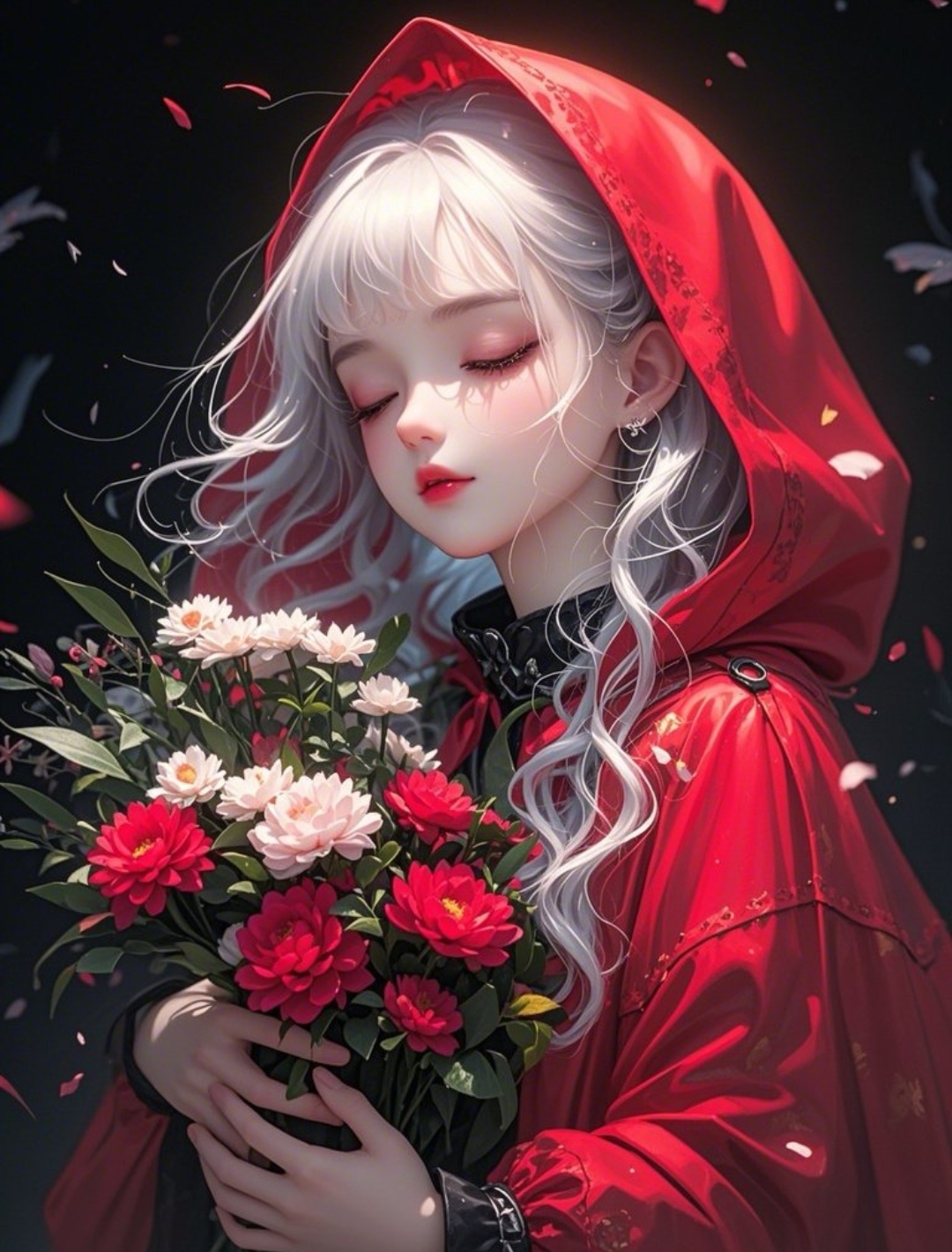 抱花的小女孩,闭眼沉思,仿佛能闻到花香.#优质头像每日推荐