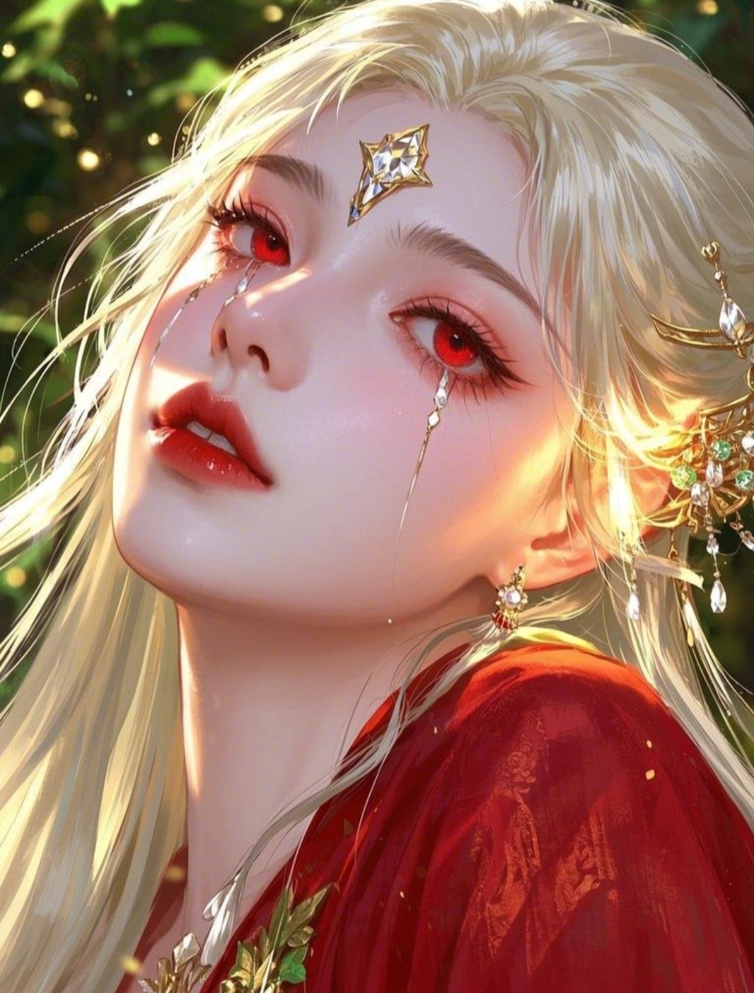 我仿佛看到了森林中的精灵,她那迷人的红眼和闪耀的