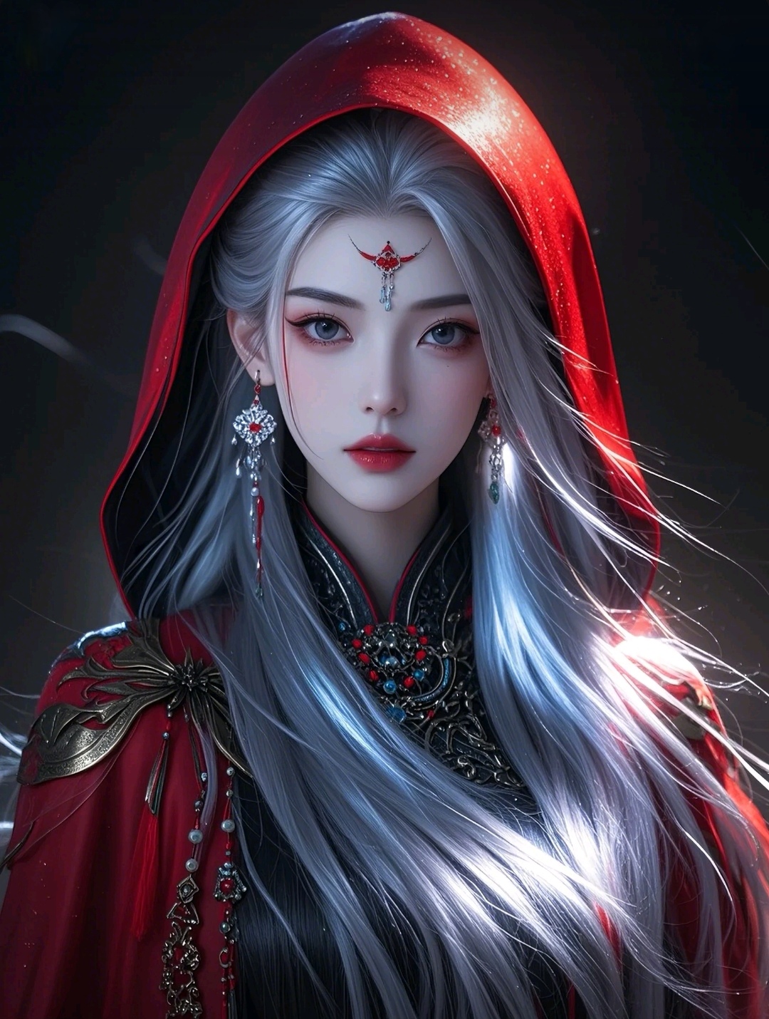 这小姐姐红衣白发太酷了,我愿称她为暗夜的守护者!#优质头像每日推荐