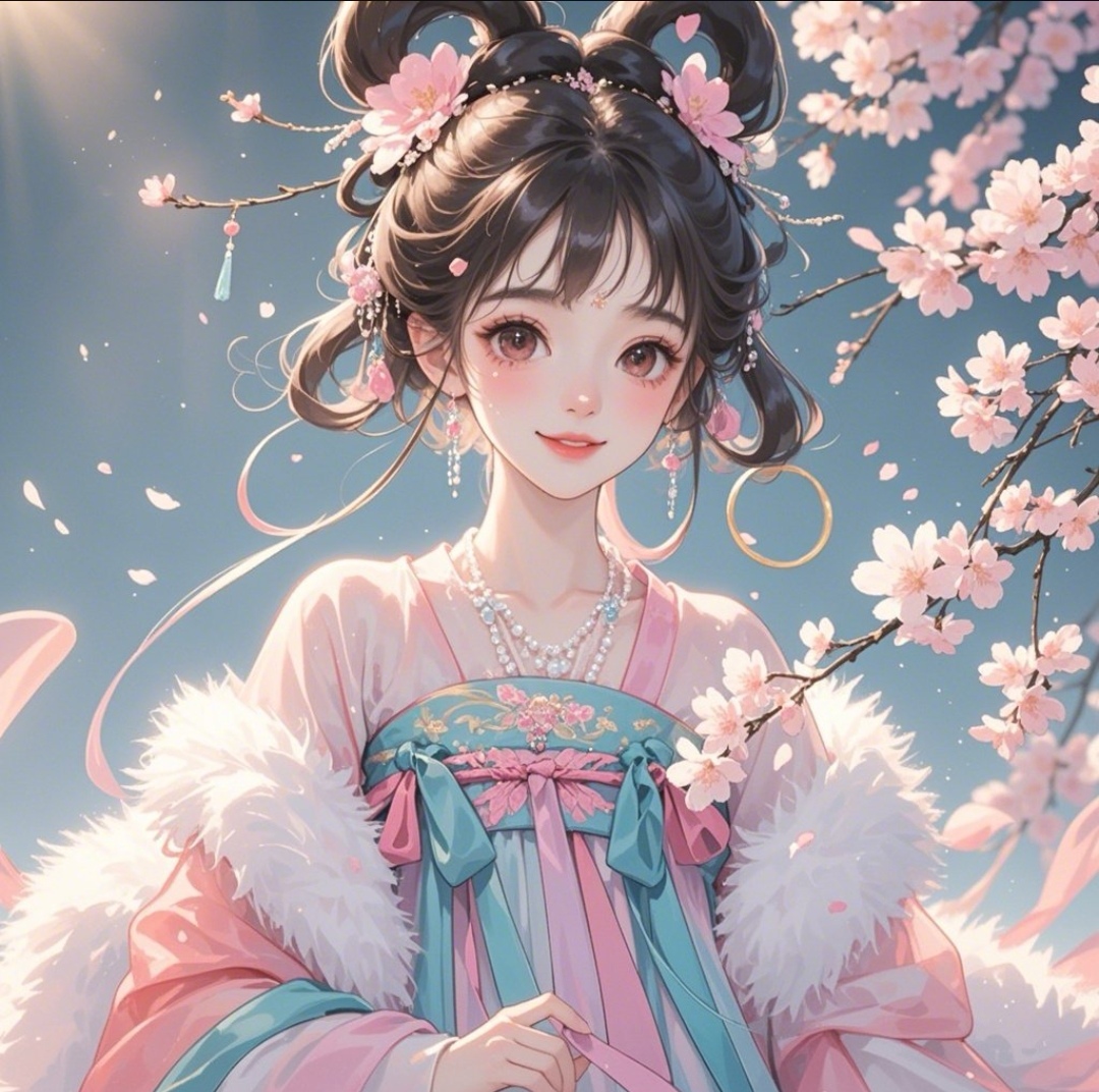 樱花树下,汉服小姐姐,美如画中人.#优质头像每日推荐