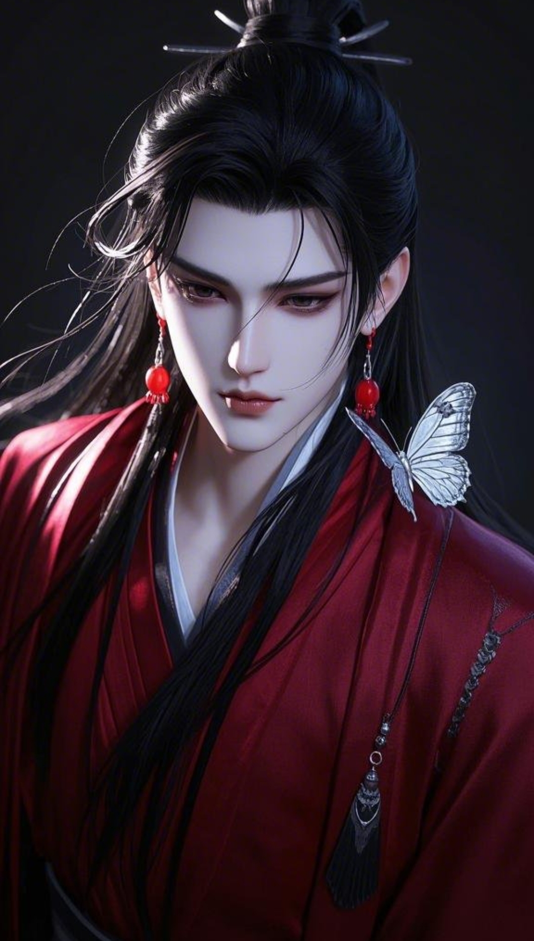 翩翩公子,红衣如画,耳畔蝴蝶轻舞,流转间尽是风雅韵味