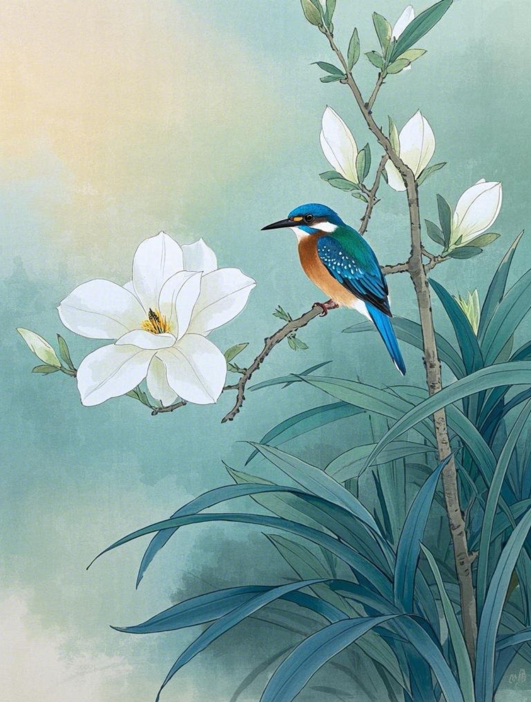 花鸟图 春风拂面,花香袭人,我在花间遇见了这位蓝精灵