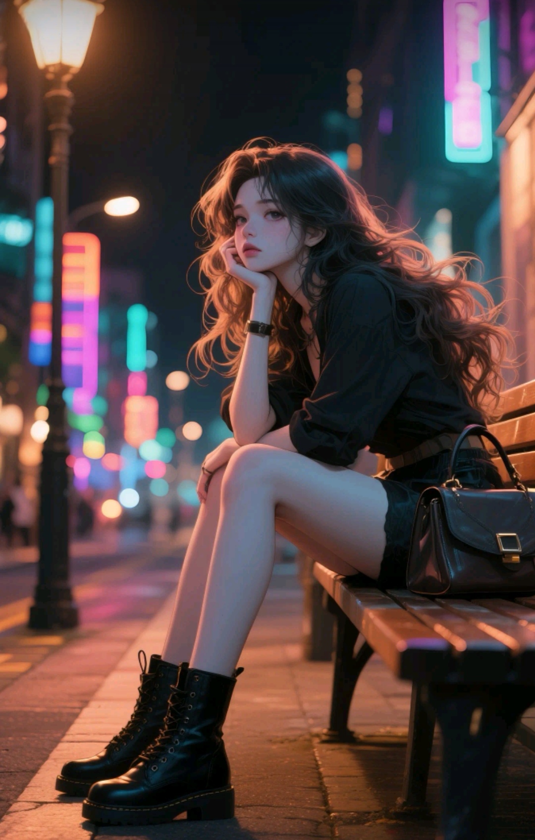 夜幕下的城市,霓虹闪烁,我坐在长椅上,沉思着,这都市的节奏,仿佛只有