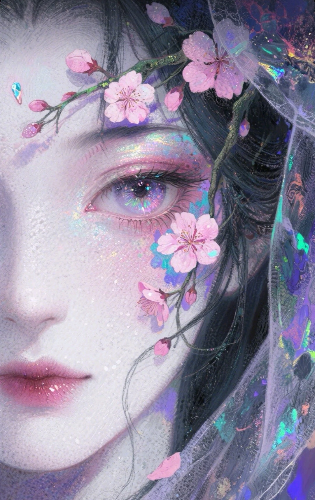 桃花妖少女半边脸部特写#优质头像每日推荐