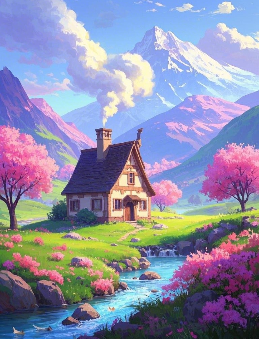 哇,这小屋坐落在如此梦幻的景色中,真让人想逃离现实,去享受大自然的