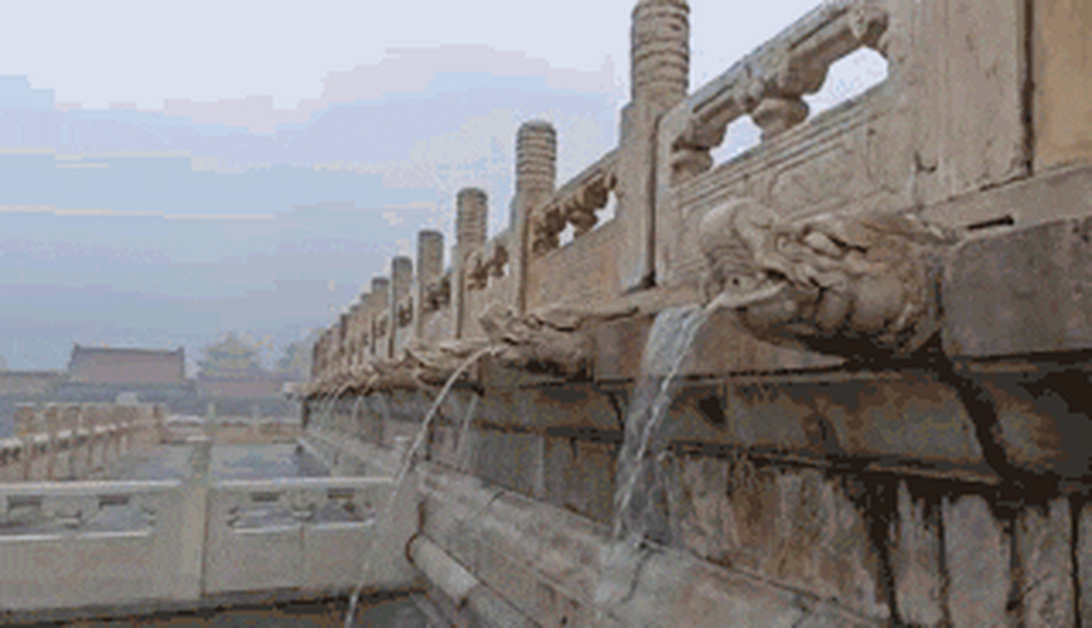 22日8时至9时,故宫再现"千龙吐水"景观,吸引了众多游客的目光.