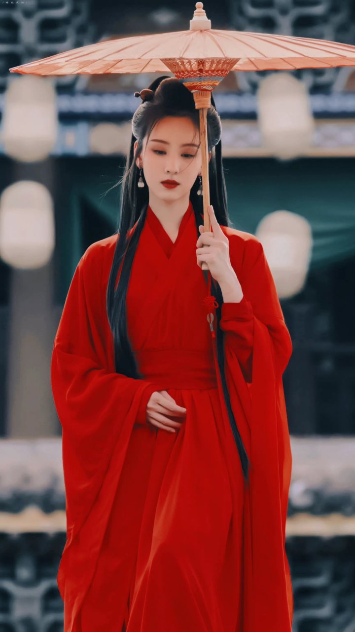 陈都灵红衣古装照,唯美