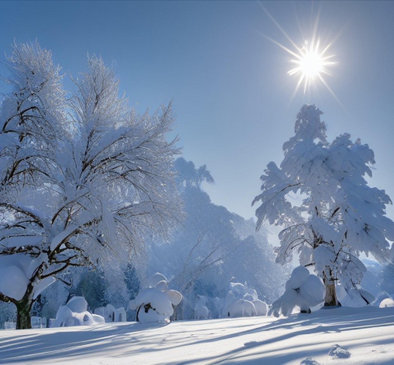 早晨雪景图片大全唯美图片