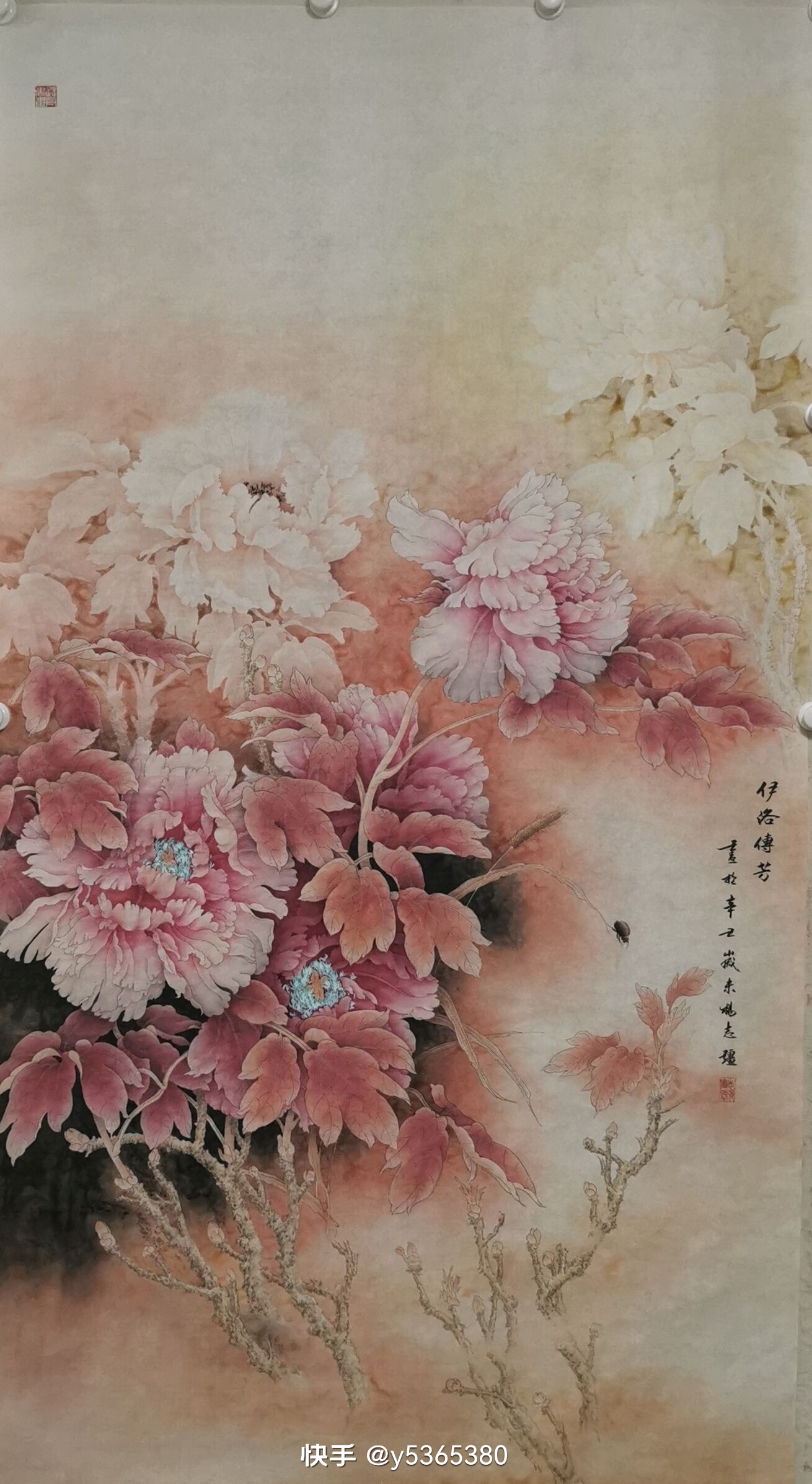 六尺工笔牡丹
