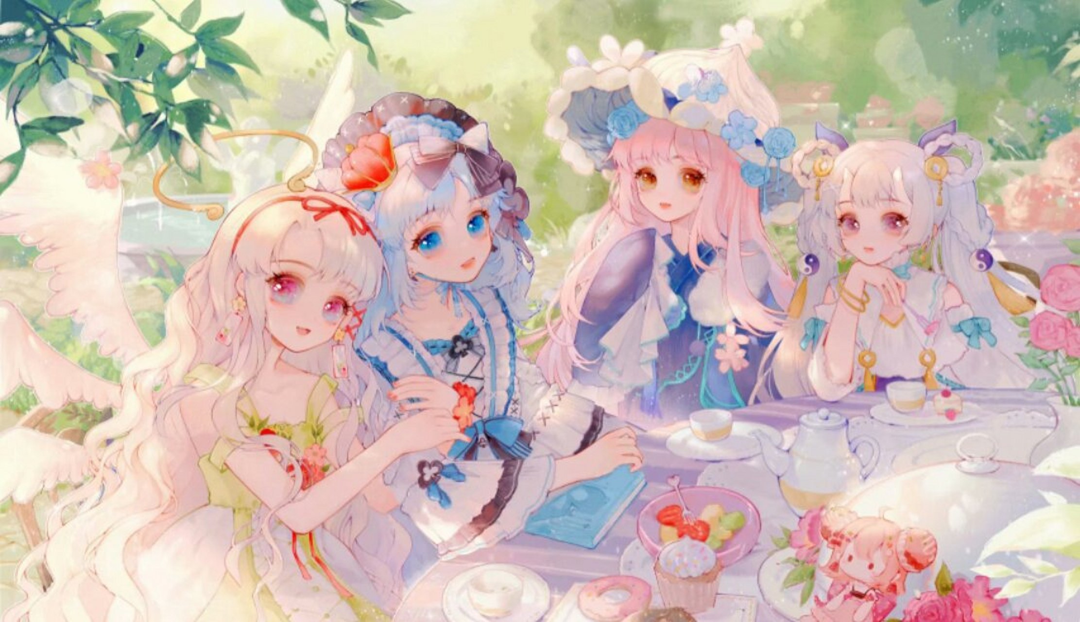 四人闺蜜野餐壁纸