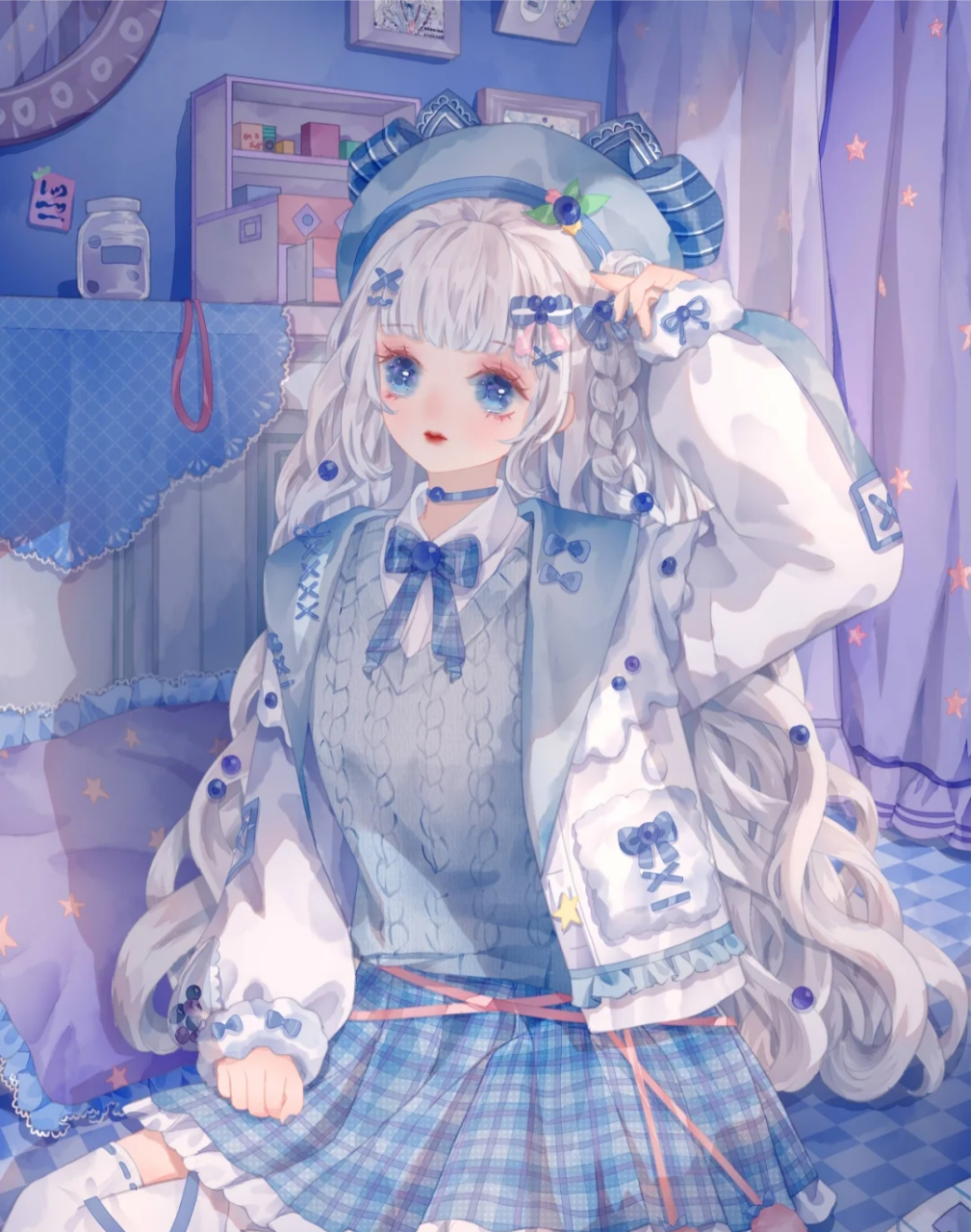 蓝色系壁纸蓝莓拟人