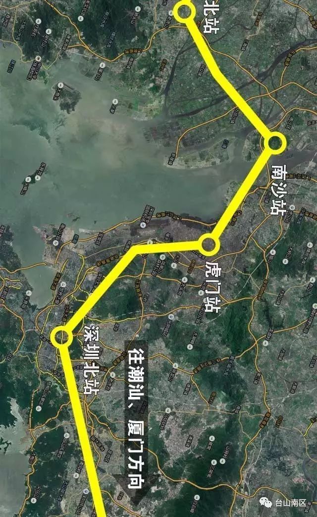 途经广州南沙,中山,江门,阳江,终于茂名东站,东接厦深铁路,广茂铁路