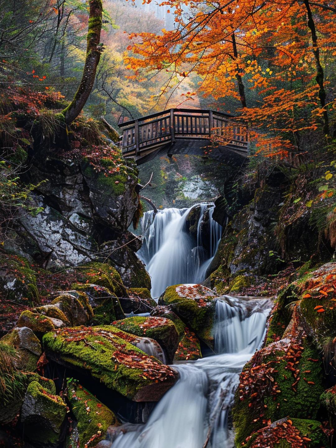 路边野餐看天下# 93秋日秘境94,小桥流水与瀑布的浪漫邂逅!