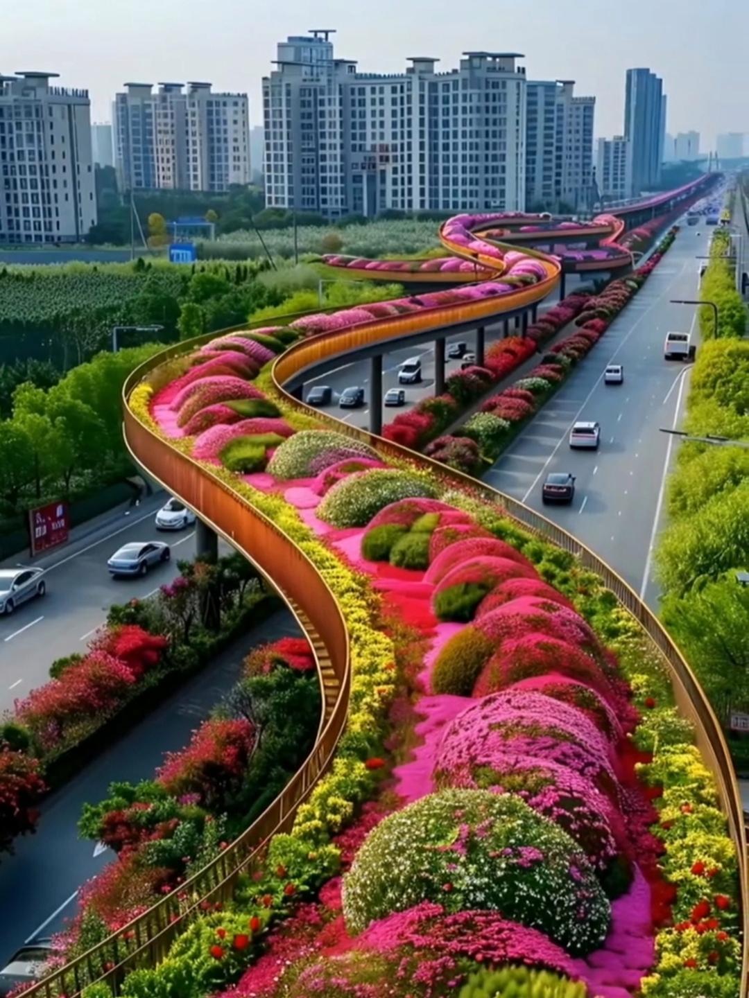 螺旋上升的设计,让道路仿佛有了生命力,一路向上