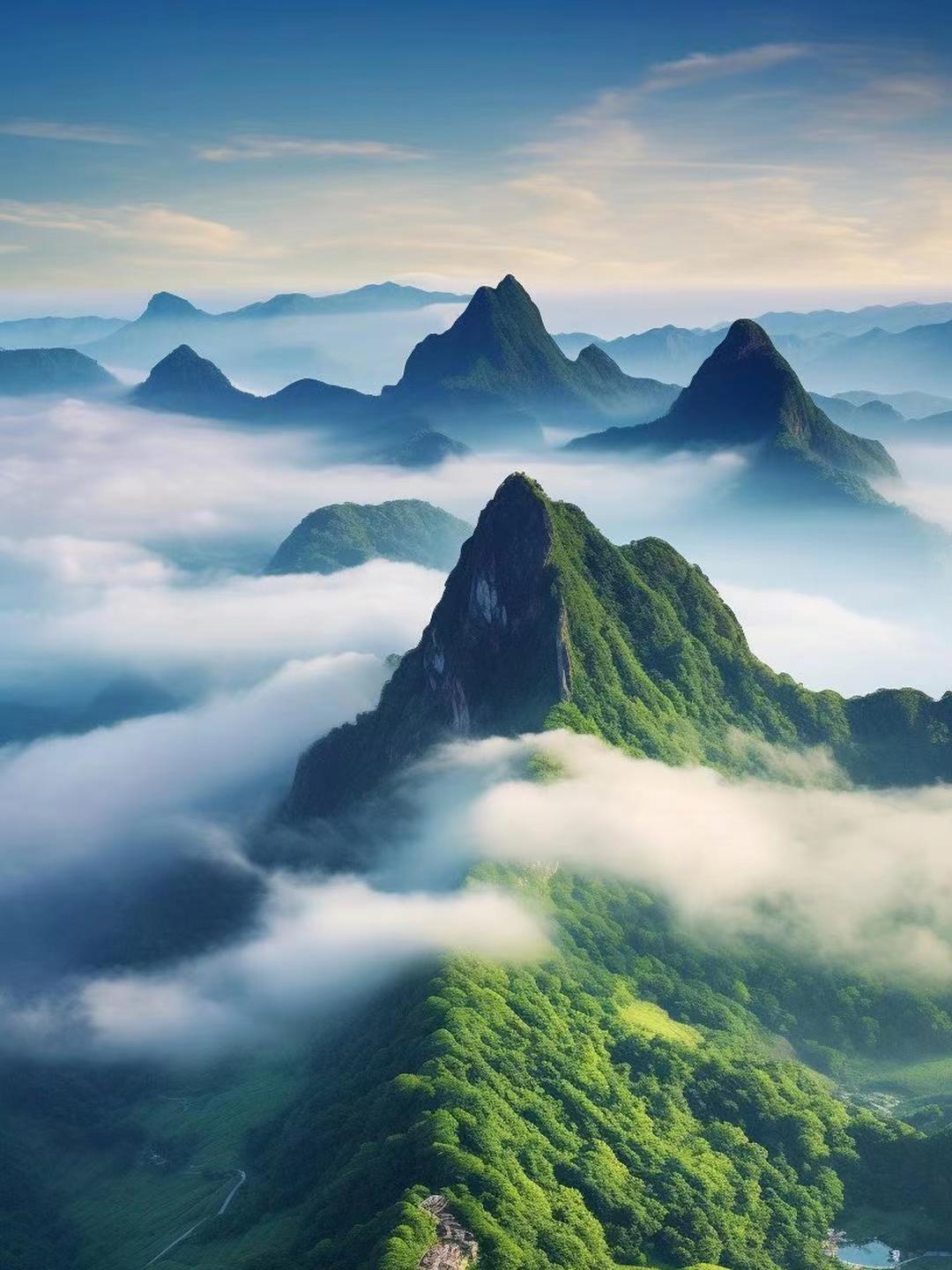 群山风景图片高山蓝天白云图片陕西蓝天白云山脉背景图雪地蓝天白云