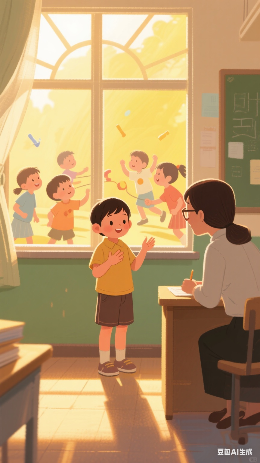 语文课堂上,语文老师同样认真地讲解 "一五一十" 这个成语