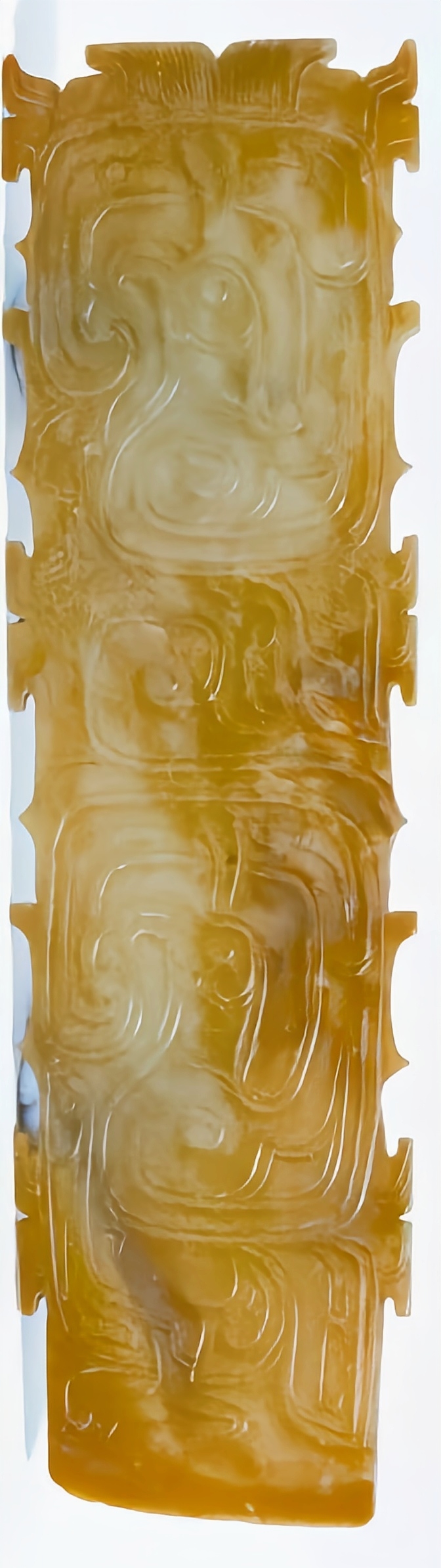 每日一文物##文物有话说#西周凤鸟纹青玉柄形器,长13.6厘米,最宽3