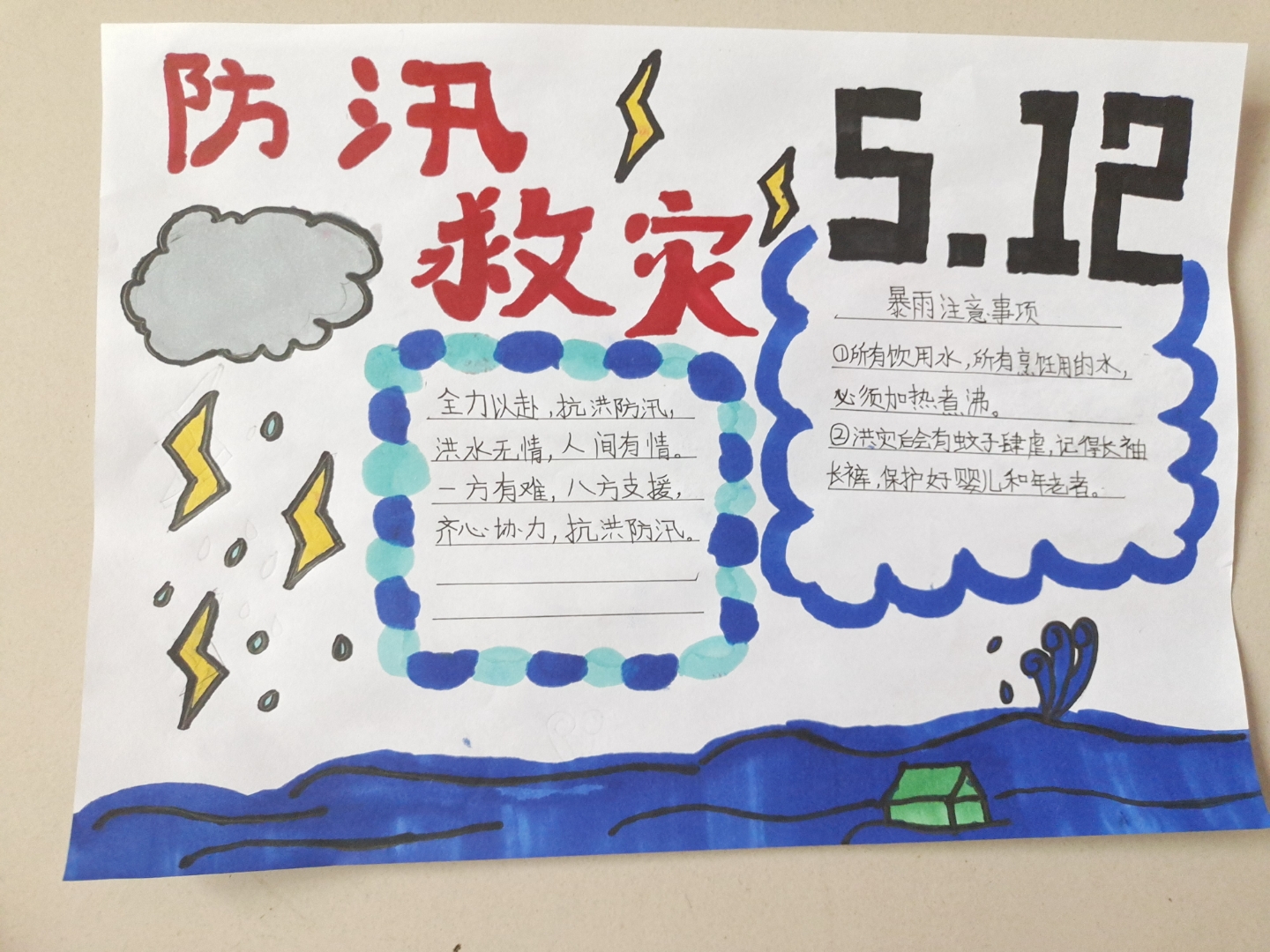 防汛救灾手抄报