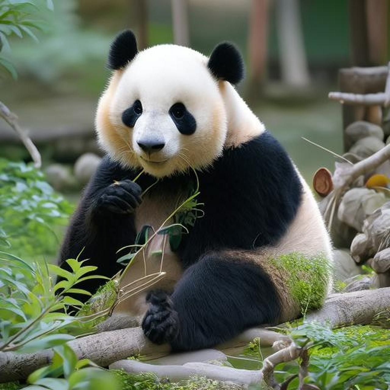 ✨国宝熊猫的惬意午后,享受自然之乐🍃  🍃 夏日的午后,阳光