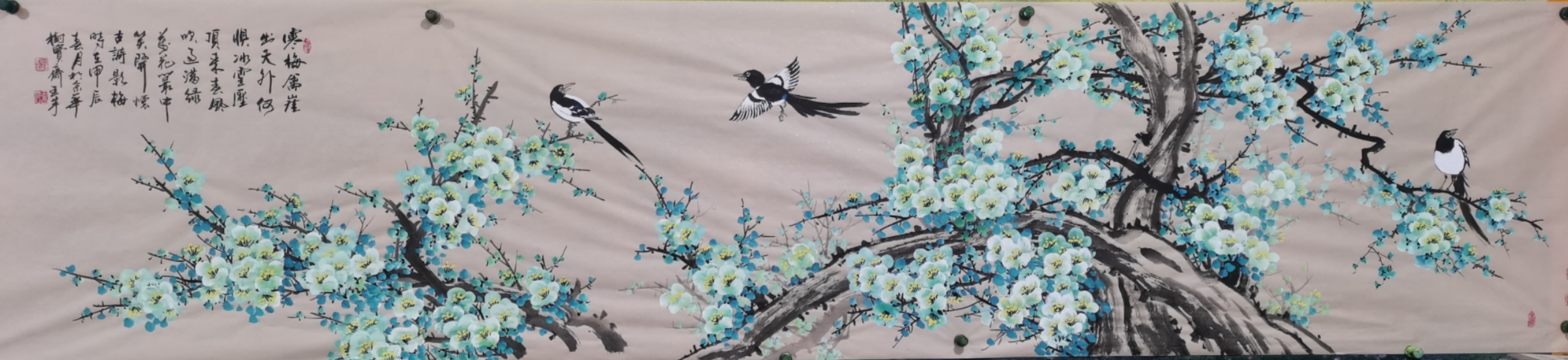 国礼画家王芹创作作品国画写意梅花花鸟 94惊艳眼球!