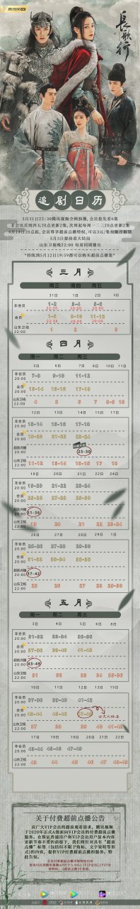 热剧推荐# [cp]【长歌日历】#电视剧长歌行# 敲黑板,划重点啦!