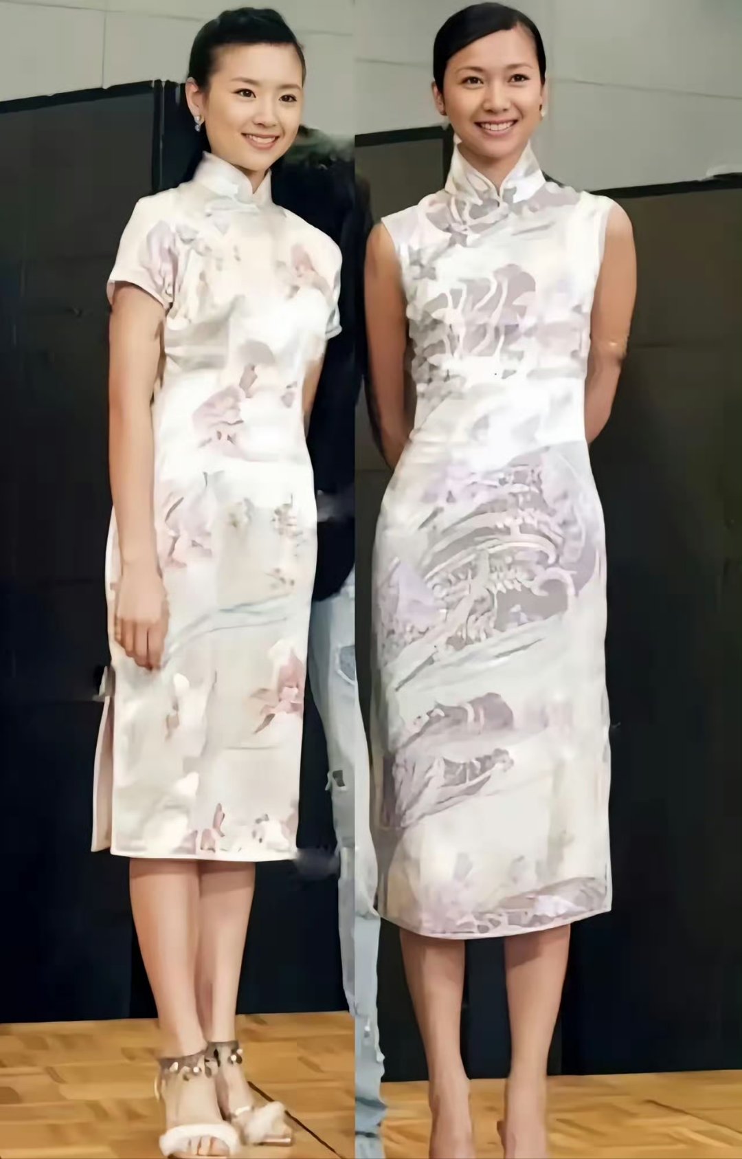 徐静蕾明明更高挑,可在旗袍的演绎上,似乎董洁更胜一筹